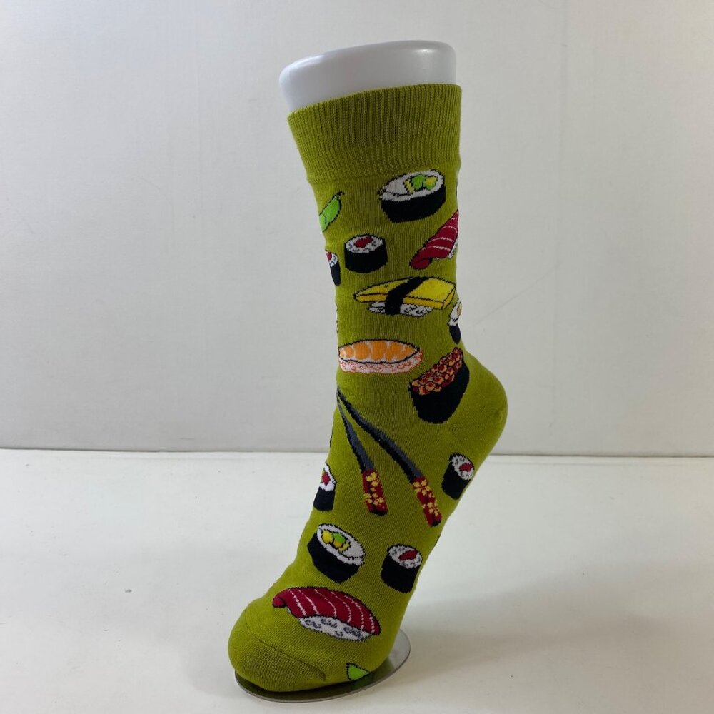 Sushi Themed Unisex Novelty Socks Fun Green Crew Fit Rolls Nigiri